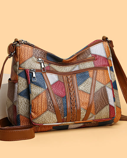 Large Capacity Splicing Work Commuting Multi-pocket Crossbody Cross-body Bag