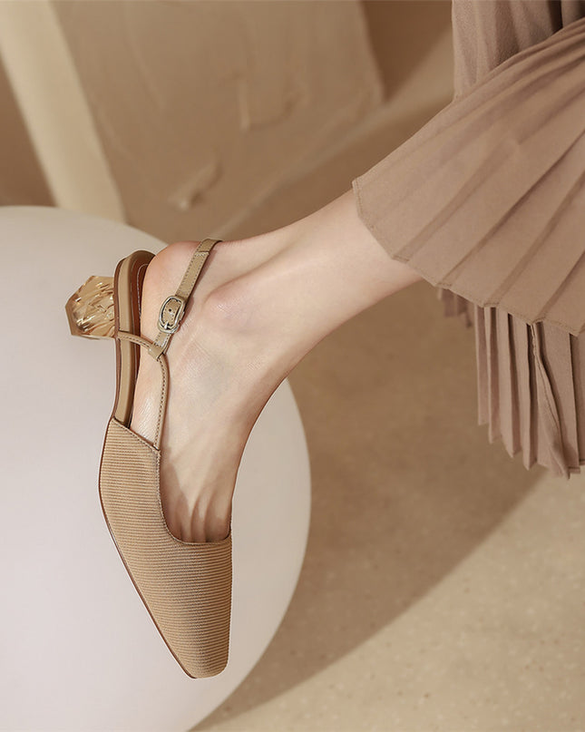 Simple Women's Square Toe Medium Thick Toe Toe Sandals