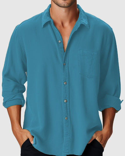 Pure Color Men's Beach Holiday Fashion Shirt