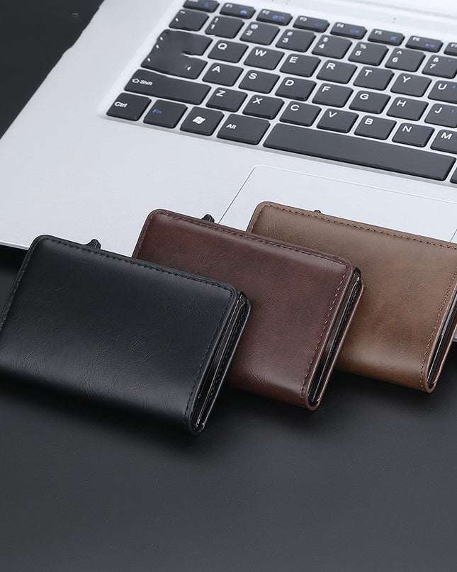 Crazy Horse Leather Anti-degaussing Card Clamp Men