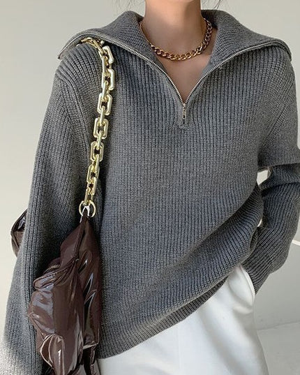 Women's Dacron Zipper Sweater Sweater Loose Outer Wear Bottoming Shirt