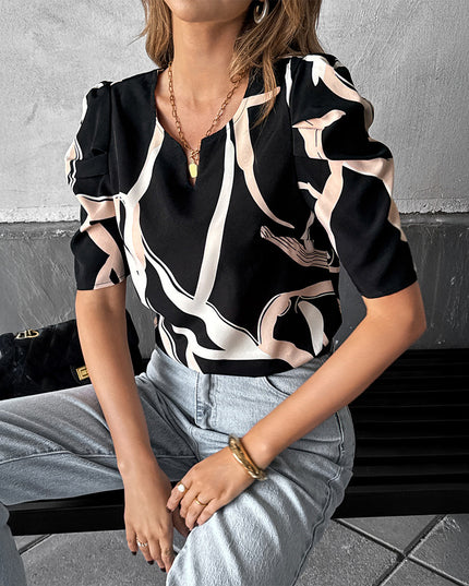 European And American Leisure Vacation Style Printed Short Sleeve Small Shirt