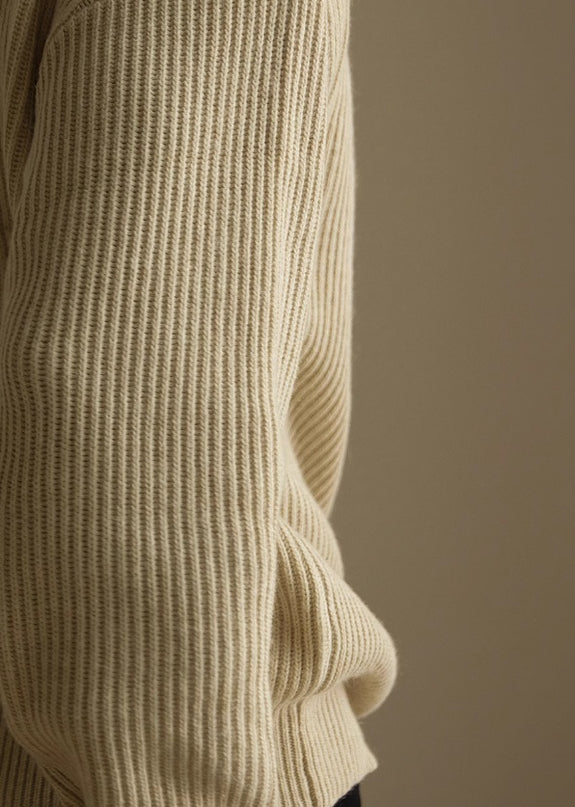 Lazy And Versatile Wool Turtleneck Half Loose Zip Sweater