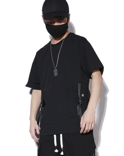 Stitching Tooling Style Short-sleeved Men's Loose Pocket T-shirt