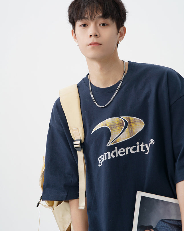 Retro Contrast Color Check Printed T-shirt For Men