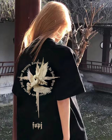 Women's Simple Printed Loose Short Sleeve