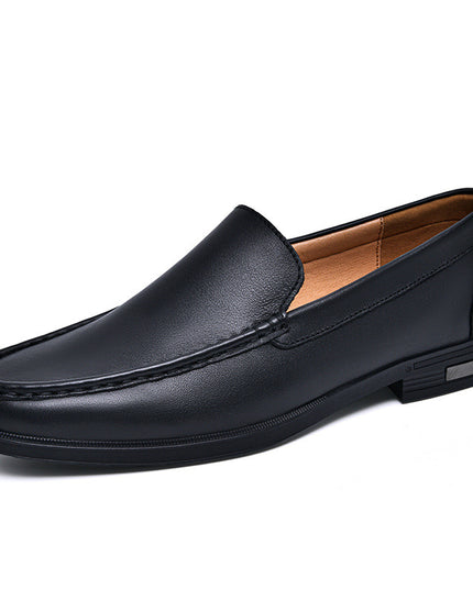 Cowhide Loafers Men's British Business Dress Slip-on Hollowed-out Breathable Leather Shoes