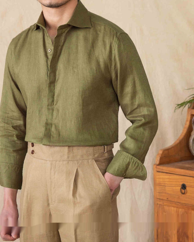 Linen All-matching Solid Color Long Sleeve Shirt