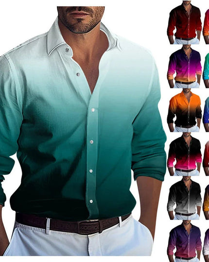 Multi-Color Gradient Pattern Printed Men's Clothing