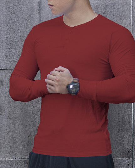 Men's High Elastic Solid Color Sports Casual Button Long Sleeve