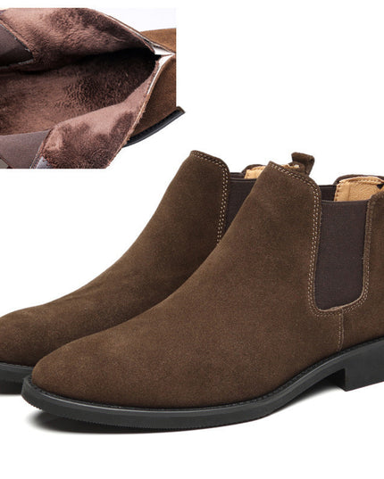 Men's leather pointed toe high-top boots