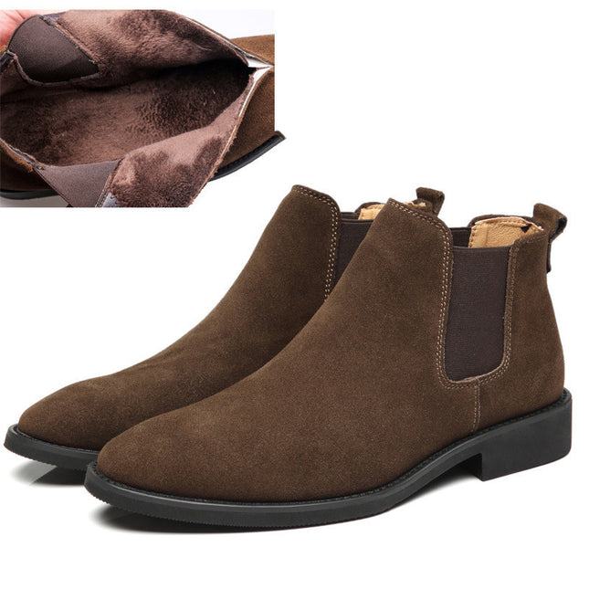 Men's leather pointed toe high-top boots