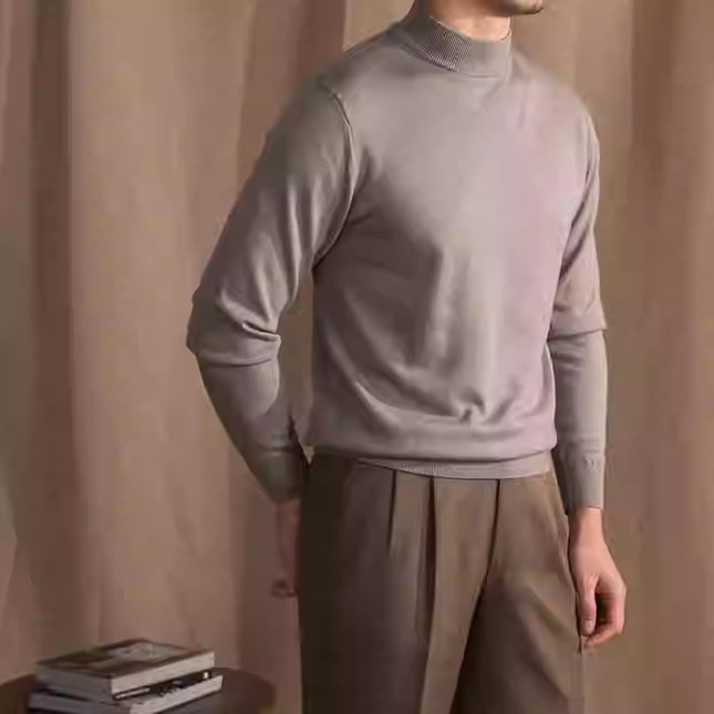 Soft Glutinous Skin-friendly Wool Mock Neck Sweater Gentleman