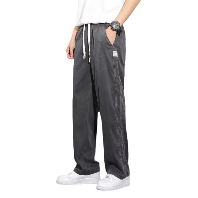 Men's Straight Tube Loose Ice Silk Wide Leg Pants