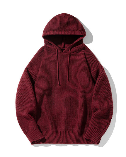 Japanese Loose Solid Color Hooded Sweater Idle Style Adjustable