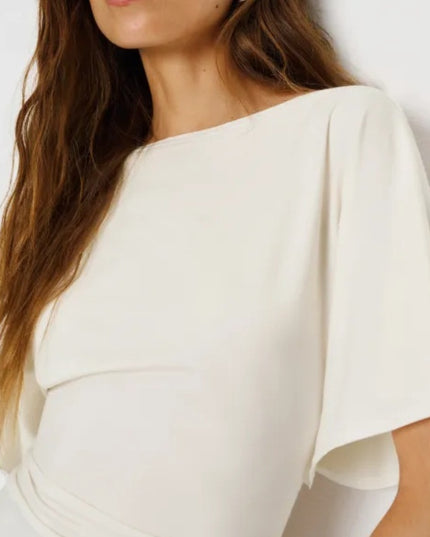 Design Sense Round Neck Pullover Short Sleeve T-shirt Women's Simple All-match Solid Color