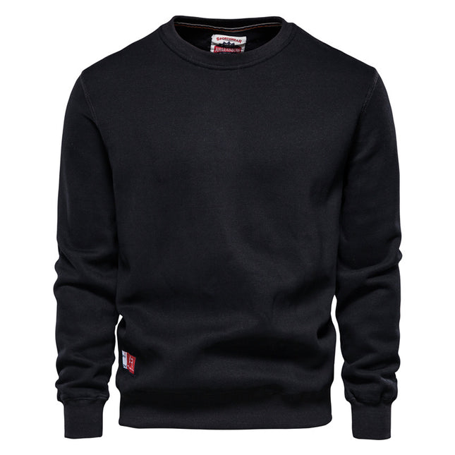 Men's Solid Color Pullover Sports Round Neck Bottoming Shirt Sweater