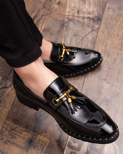 Men's British Pointed Leather Shoes Korean Style