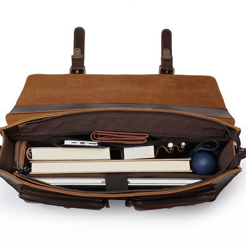 Top Cowhide Leather Computer Bag | Crossbody Business Handbag, Genuine Leather