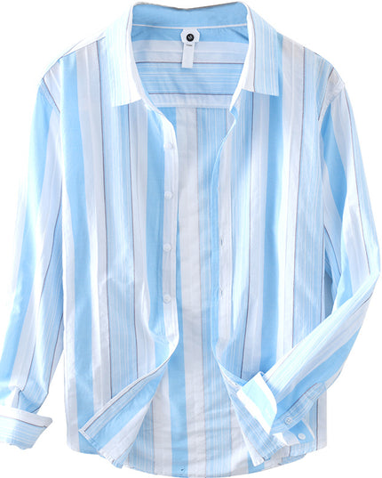 Extremely Hemp JapaneseStriped Casual Long-sleeved Shirt For Men