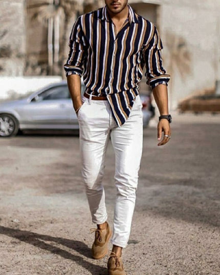 Men's Long Sleeve Striped Shirt