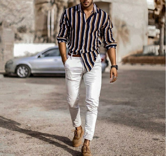 Men's Long Sleeve Striped Shirt