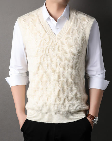 Woolen Vest Men's Twisted Loose Middle-aged Knitted Dad Vest Base Sleeveless Shirt Wholesale