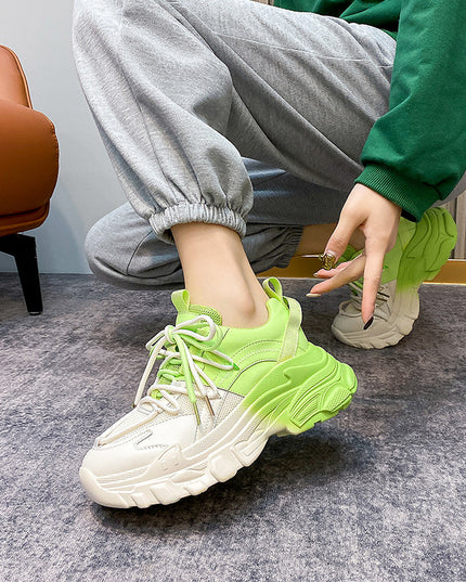 Green Contrast Gradient Ins Sneakers