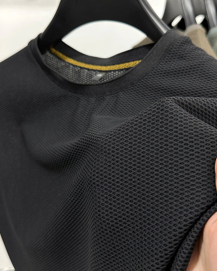 Men's Fashionable Casual Breathable Mesh Round Neck Short Sleeve T-shirt