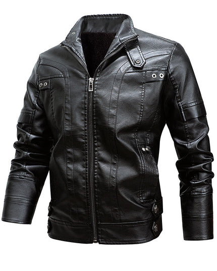 Men's Fashion Loose Lapel Leather Coat