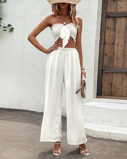 Ruffled Vest Sleeveless Midriff Outfit Long Skirt Suit