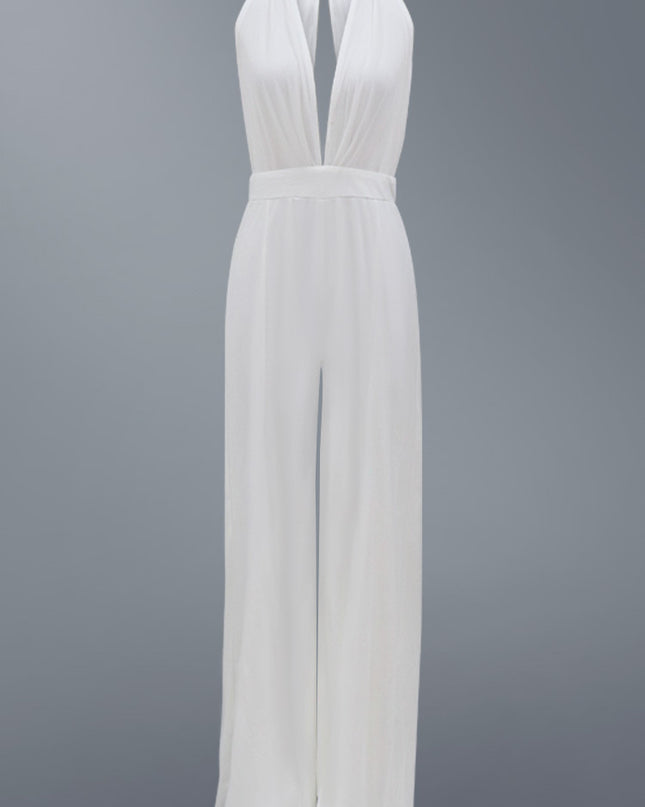 Sexy Deep V Halter Jumpsuit Casual Trousers