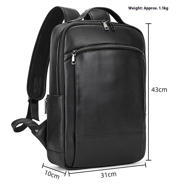 High-end Men's Leather Large-capacity Backpack 16-inch