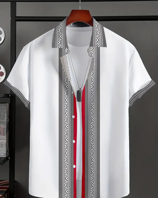 Casual All-matching Fashion Geometric Trend Short Sleeve Shirt
