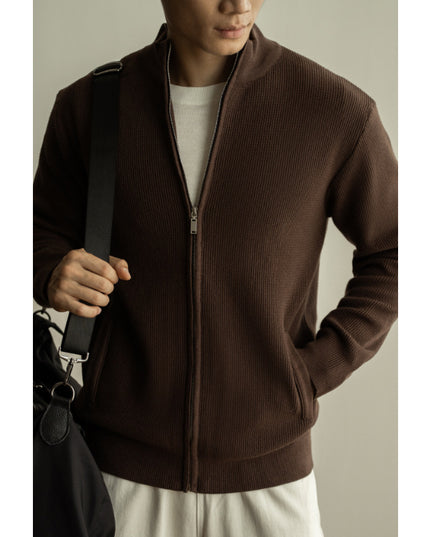Men's Breathable Zipper Casual Stand Collar Sweater