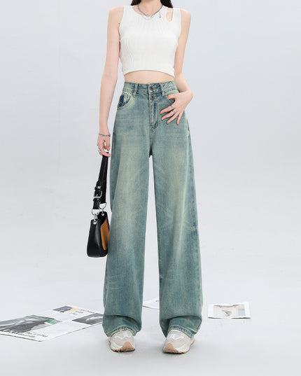 Women's Fashion Holes Narrow Wide-leg Jeans