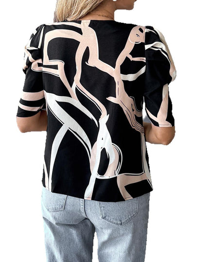 European And American Leisure Vacation Style Printed Short Sleeve Small Shirt