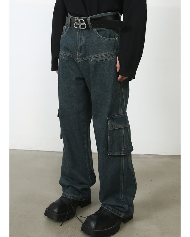 Men's Multi-pocket American Washed Jeans