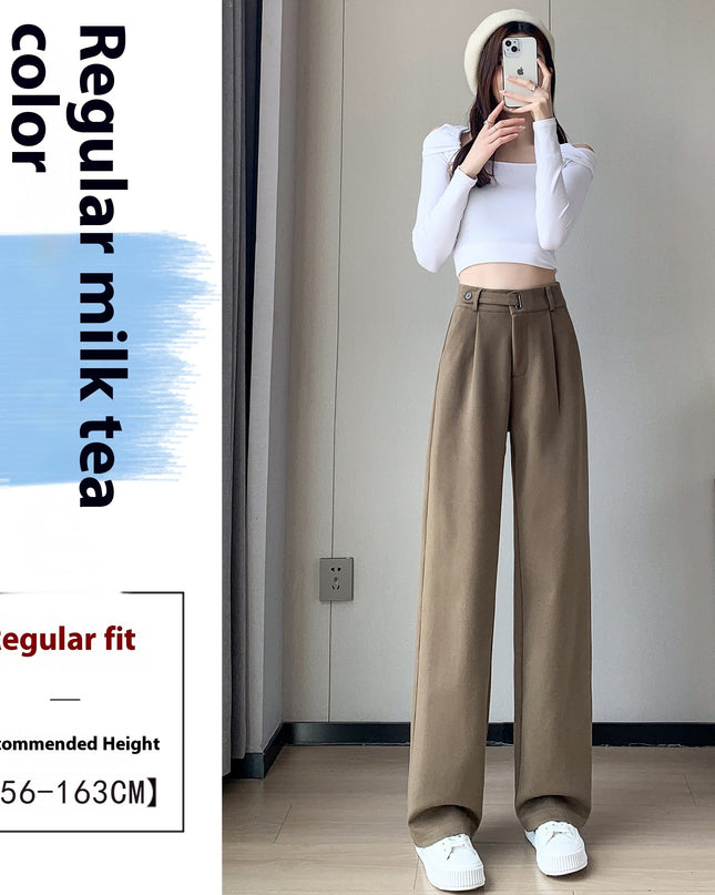 Female Autumn And Winter Loose Casual Woolen Straight-leg Pants