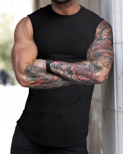 Knitted Vertical Stripes Fitness Sports Slim-fitting Vest