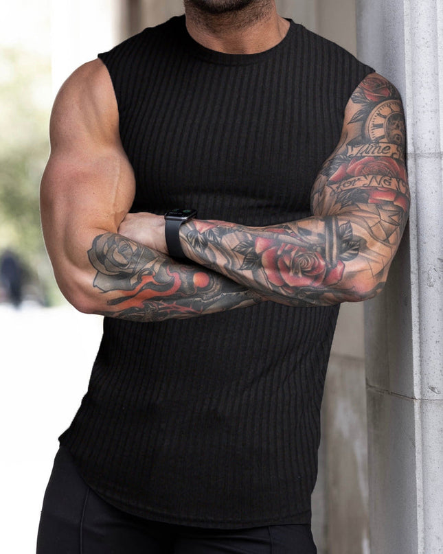 Knitted Vertical Stripes Fitness Sports Slim-fitting Vest