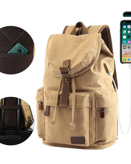 Large Capacity Tooling Canvas Backpack Men's Leisure Travel Backpack Women's