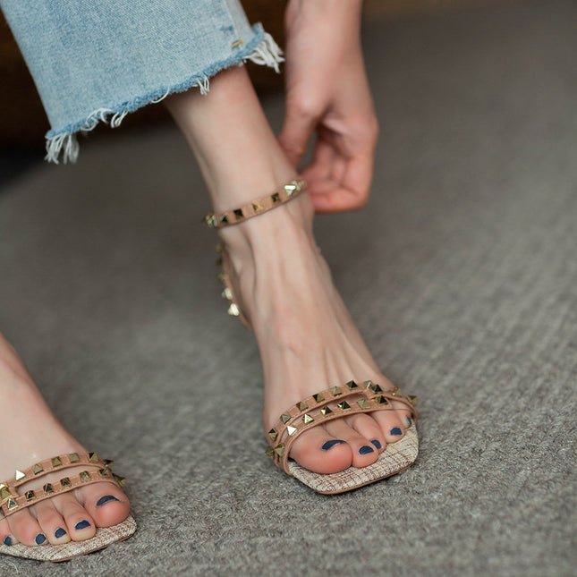Women's All-match Stiletto Rivet High-heeled Sandals