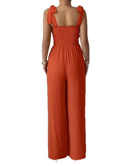 Women's High-grade Simple Camisole High-waist Wide-leg Jumpsuit