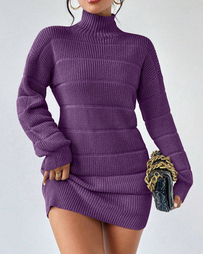 European And American Autumn And Winter Half-high Collar Knitwear Dress