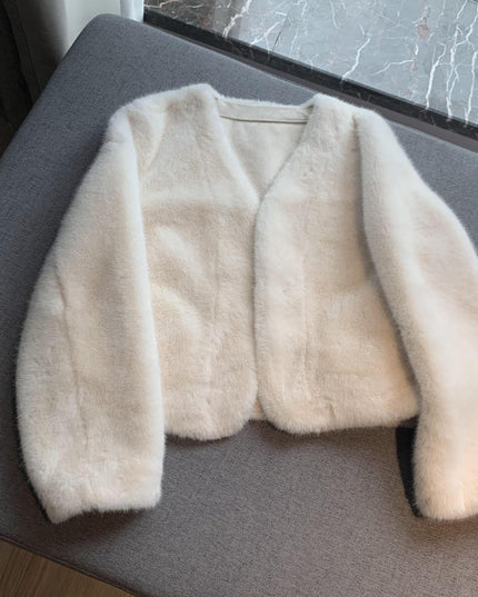 Women's Short Solid Color Eco-friendly Fur Jacket