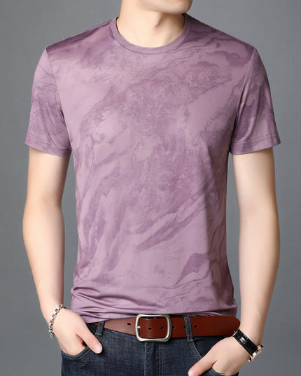 Men's Round Neck Mercerized Cotton Short Sleeves