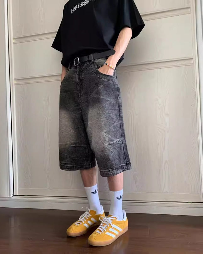 Loose Casual Straight-leg Washed Do The Old Cowboy Shorts Men