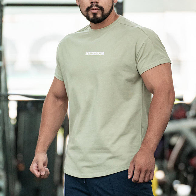 New Sports Short Sleeve Men's Stretch Absorbent Crew Neck