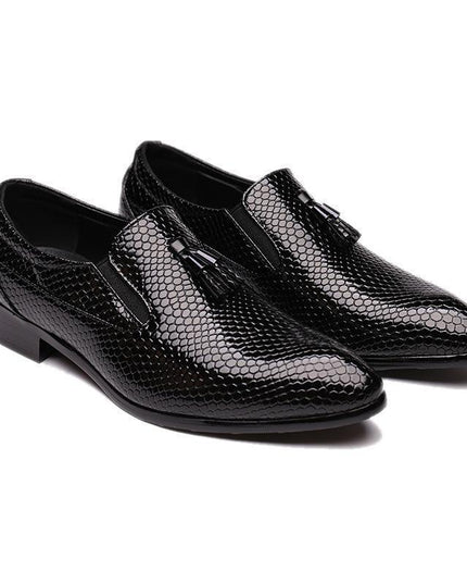 Men's Leather Shoes With Large Fringe And Pointed Toes